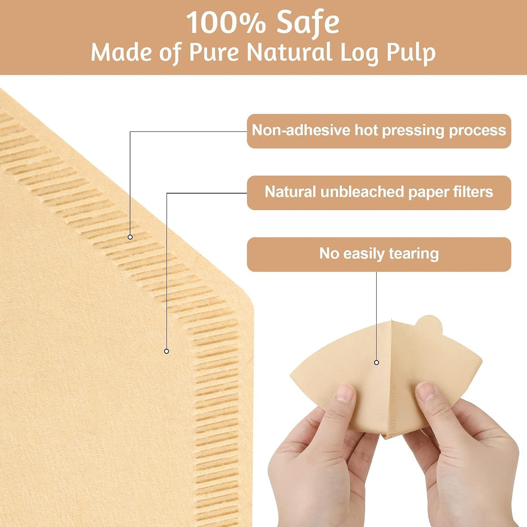 peaceleaf Cone Coffee Filters (Natural Unbleached, 300 Pieces, #4 Size)