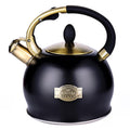 SUSTEAS Whistling Tea Kettle, 2.7QT Food-Grade Steel Teapot, BLACK