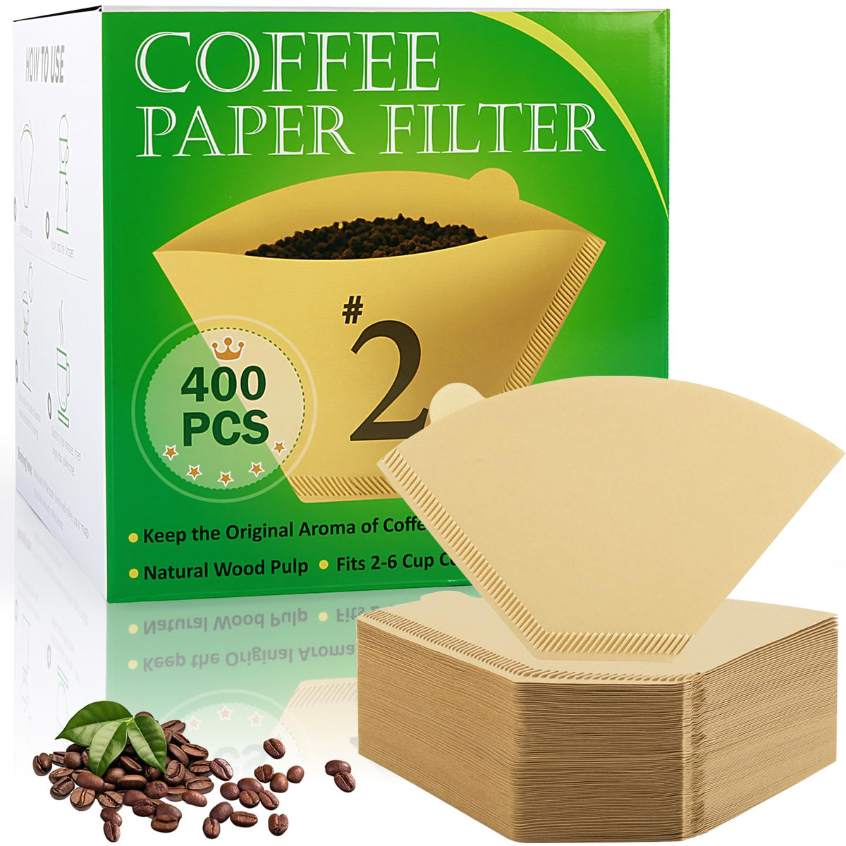 YQL #2 Cone Coffee Filter, 200 Count Coffee Filters 2 Cone Paper, Unbleached Disposable Coffee Filters Fit for Drip Coffee Maker