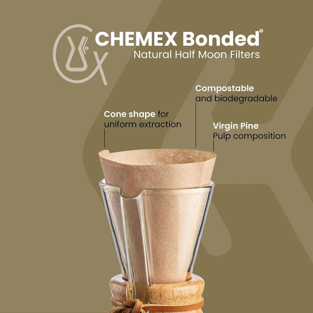 Chemex Filter - Natural Half Moon - 100 CT - FP-2N
