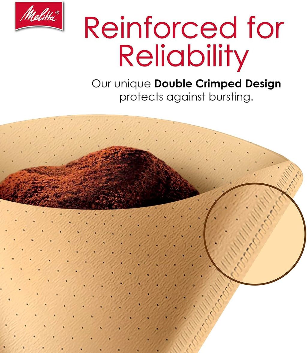Melitta #2 Unbleached Coffee Filters, Natural Brown Cone Filters, 1-Pack