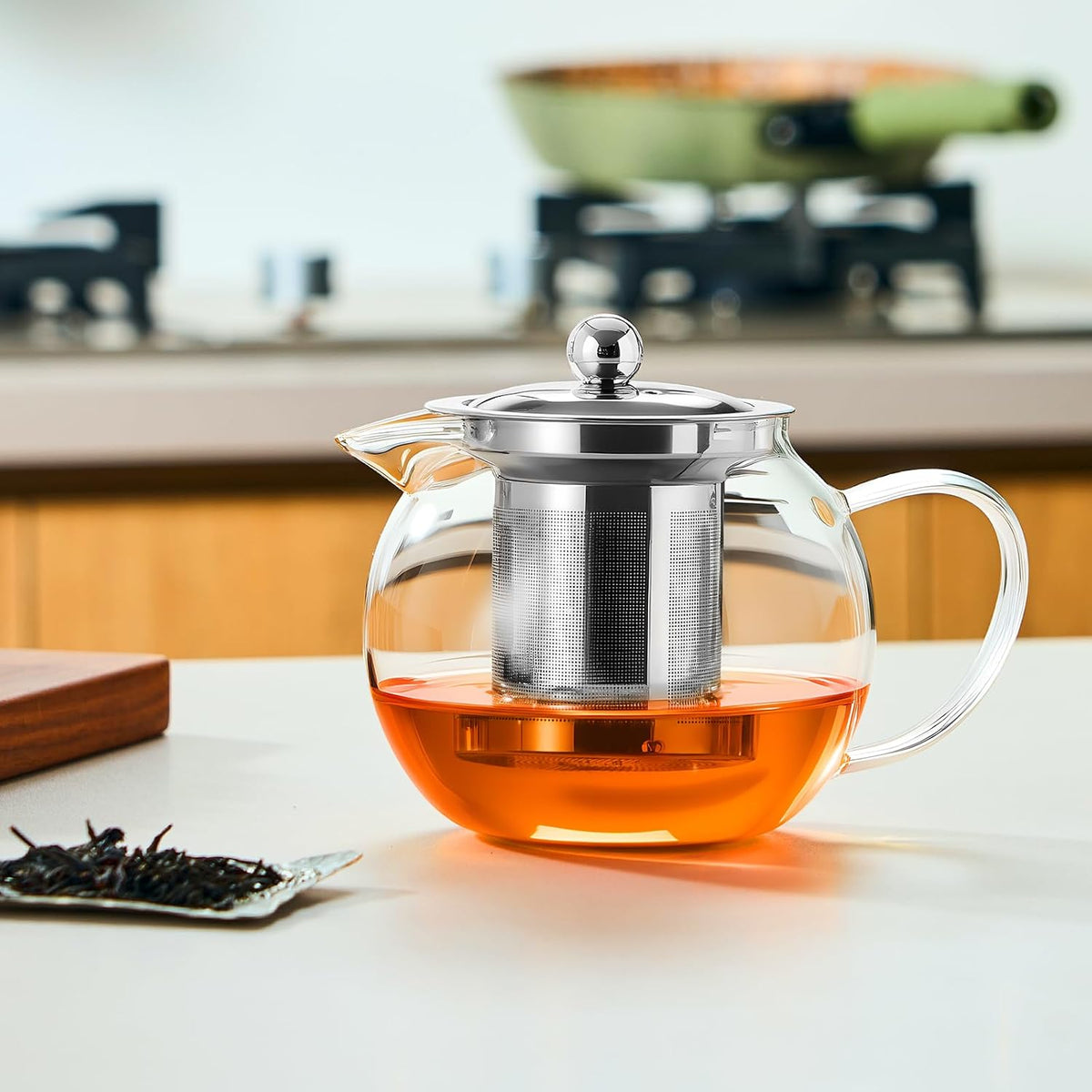 Baalaka Glass Teapot with Infuser, Clear Tea Pot for Stove, 22 oz/650 ml