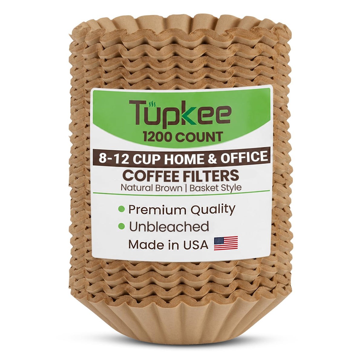 Basket Coffee Filters 8-12 Cup, 600 Count, Unbleached, Made In USA