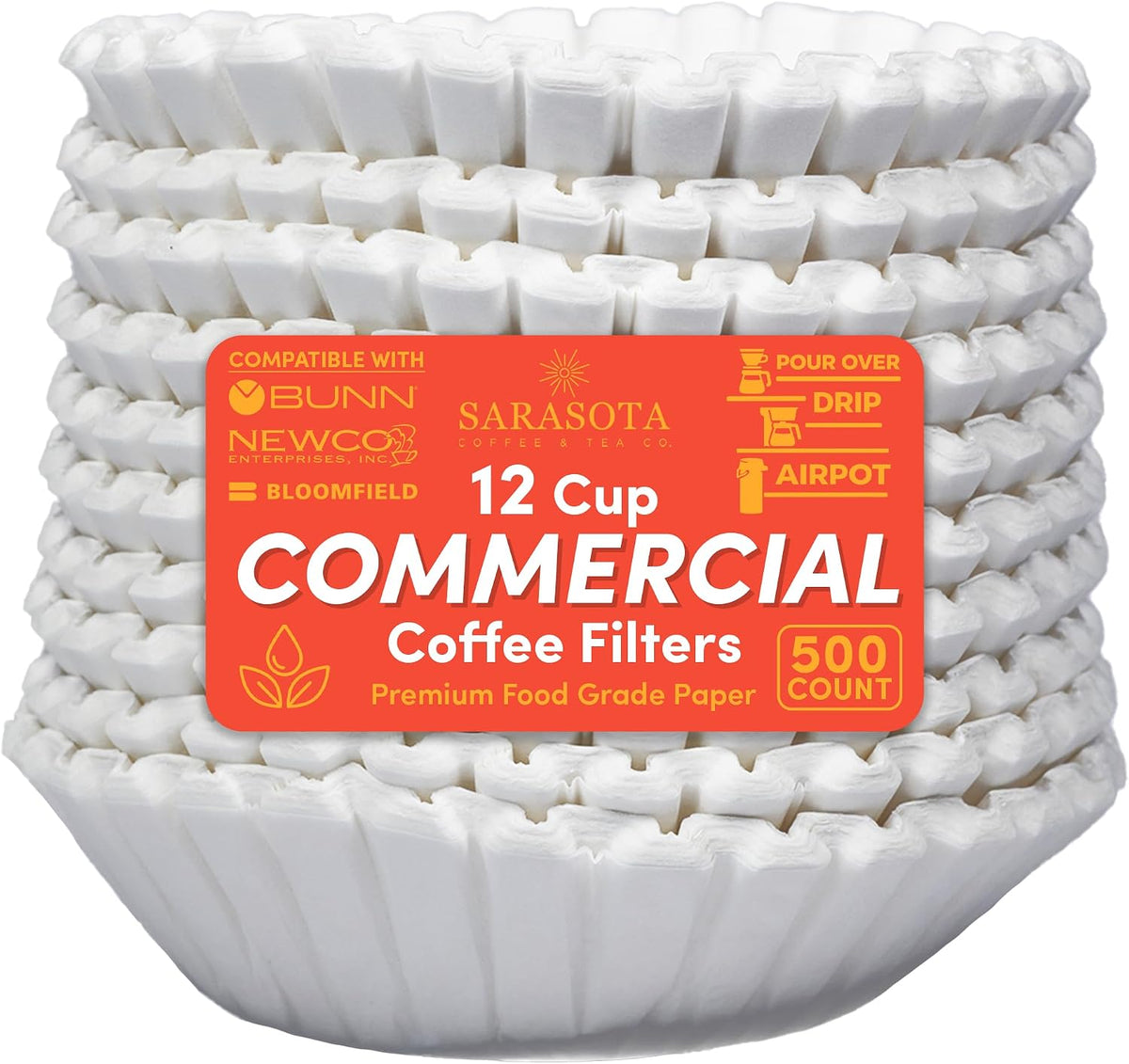 12 Cup Commercial Coffee Filters (9.5” x 4.5”) for 12-Cup BUNN, Fetco & Curtis Coffee Machines – Tall Walls, No Ground Overflow – Premium Filters for Businesses (Bulk Pack)