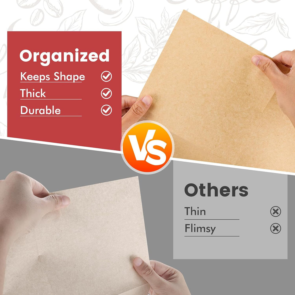 Pre-Folded Unbleached Cone Coffee Filters – Premium Thick Paper, Compatible with Pour-Over Coffee Makers (80 Filters)
