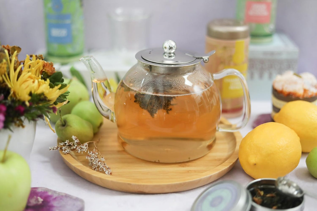 Teabloom Dublin Glass Teapot – Premium Borosilicate Glass with Removable Stainless Infuser – Stovetop Safe – Ideal for Loose Leaf Tea – Tea for Two – 27 oz. / 800 ml (2-3 Cups)
