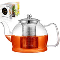 STNTUS Glass Teapot, 40 oz. / 1200 ml for Loose Tea, With Infuser and Stainless Steel Strainer, Stovetop Safe, 4-6 Cups