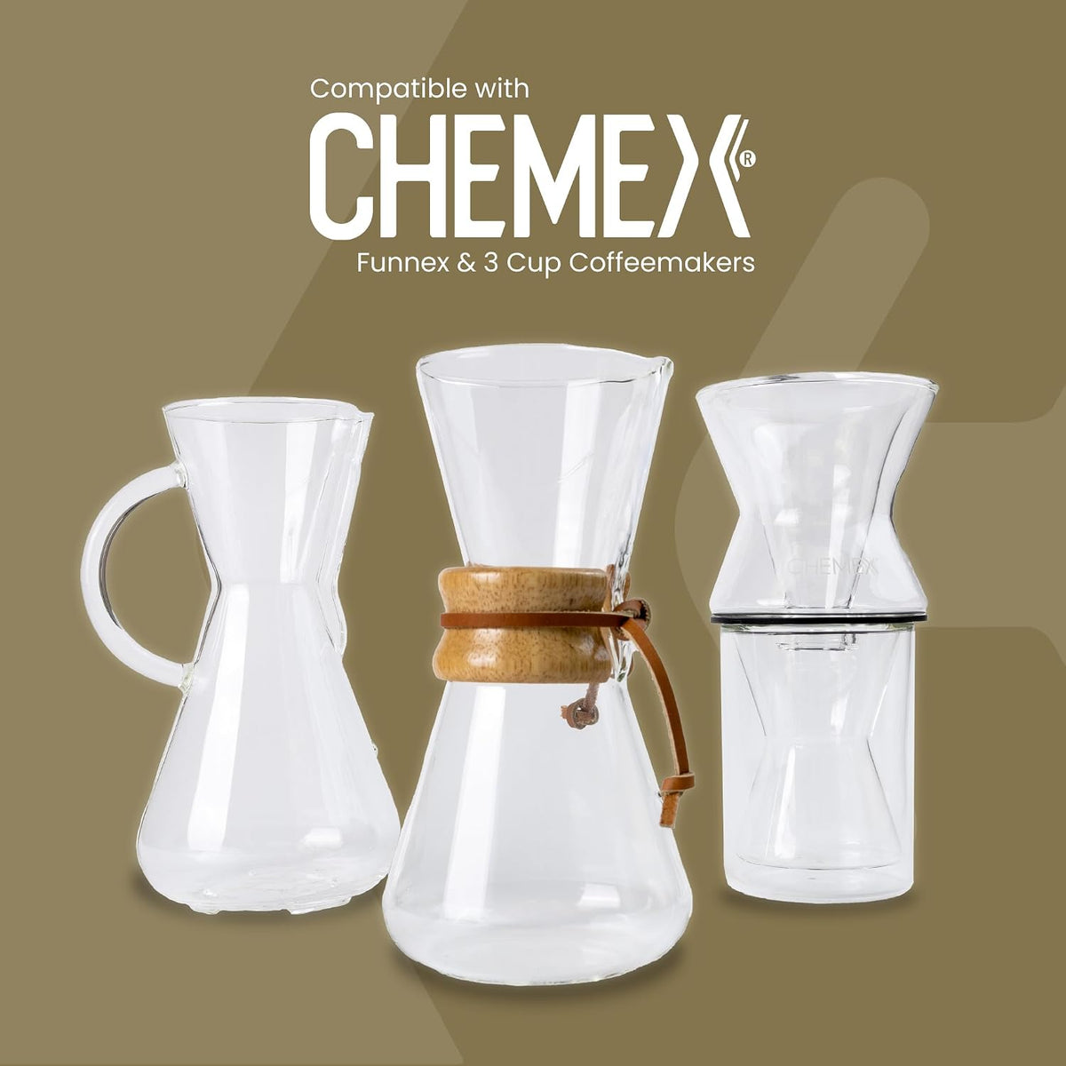 Chemex Bonded Coffee Filters, Half Moon, 100 Count 2 Pack for CM-1 Models
