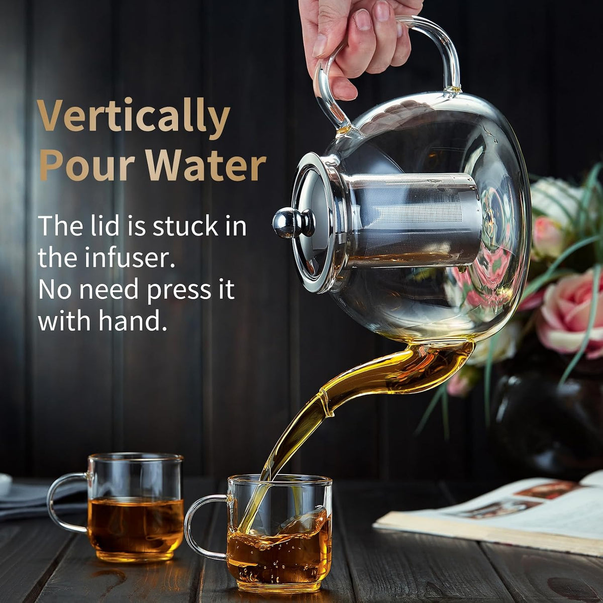 DOPUDO Glass Teapot with Infuser, 40 oz Borosilicate Tea Kettle