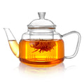 CNGLASS Glass Teapot with Removable Infuser,20oz(600ml) Clear Glass Tea Kettle Stovetop Safe,Glass Teapot with Strainer for Blooming and Loose Leaf Tea