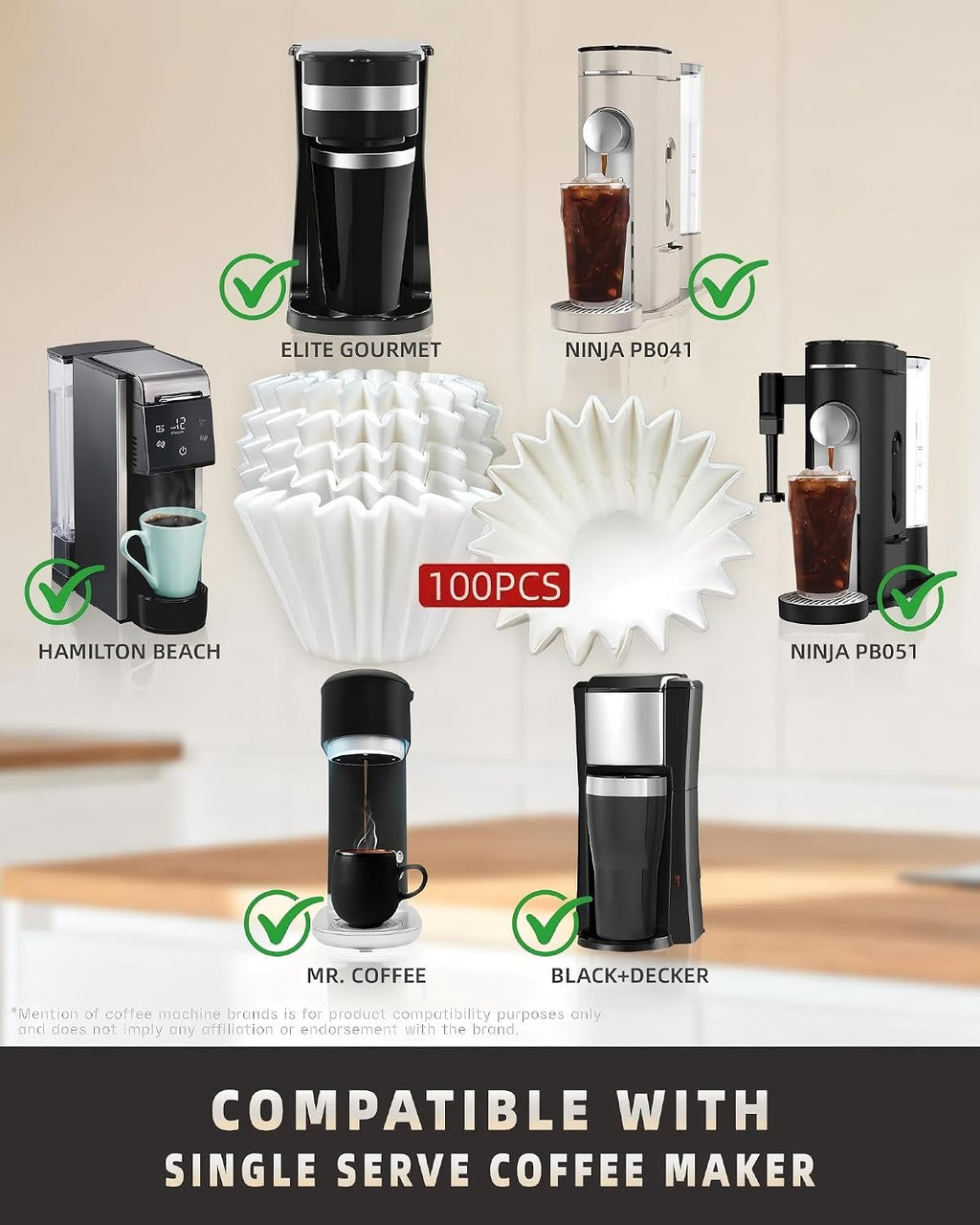 Bake Choice Small Coffee Filters, for Kalita Wave 155, 1-2 Cup, 100 Count