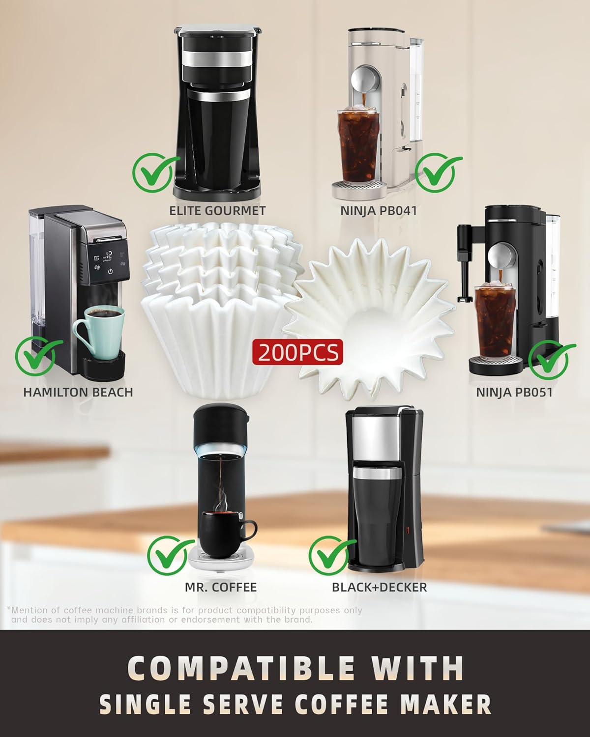 Small Coffee Filters for Ninja Coffee Maker, 200ct, 1-2 Cup