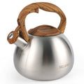 BELANKO 2.7 Quart Tea Kettle for Stovetops - Food Grade Stainless Steel Teapot with Loud Whistle, Cool-Touch Wood Pattern Handle, Rust-Resistant Whistling Kettle - Starry Gray
