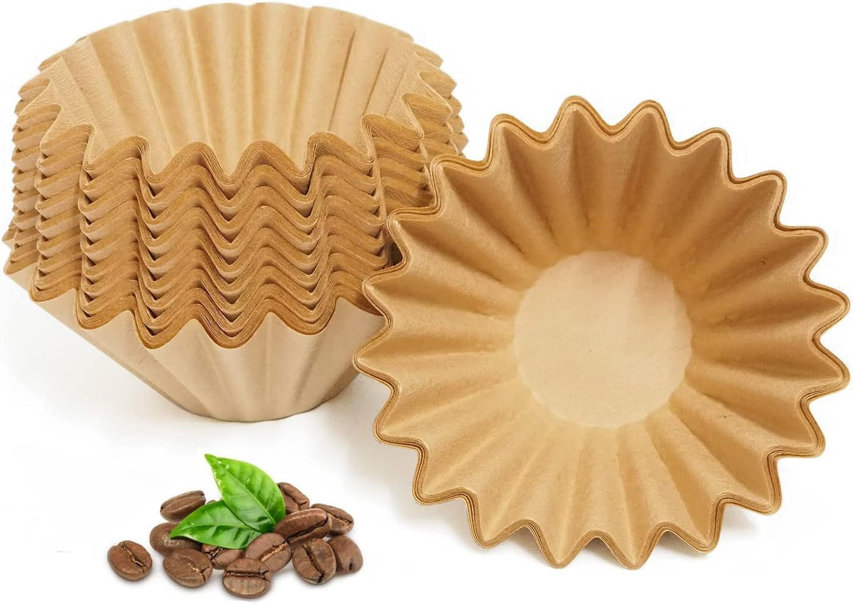 2-5 Cup Coffee Filters, Pack of 100 Unbleached Coffee Filters 5 Cup, Thicken Natural Coffee Filter Basket for Commercial, Home Coffee Maker, Pour Over Coffee Kit (Brown, W02)