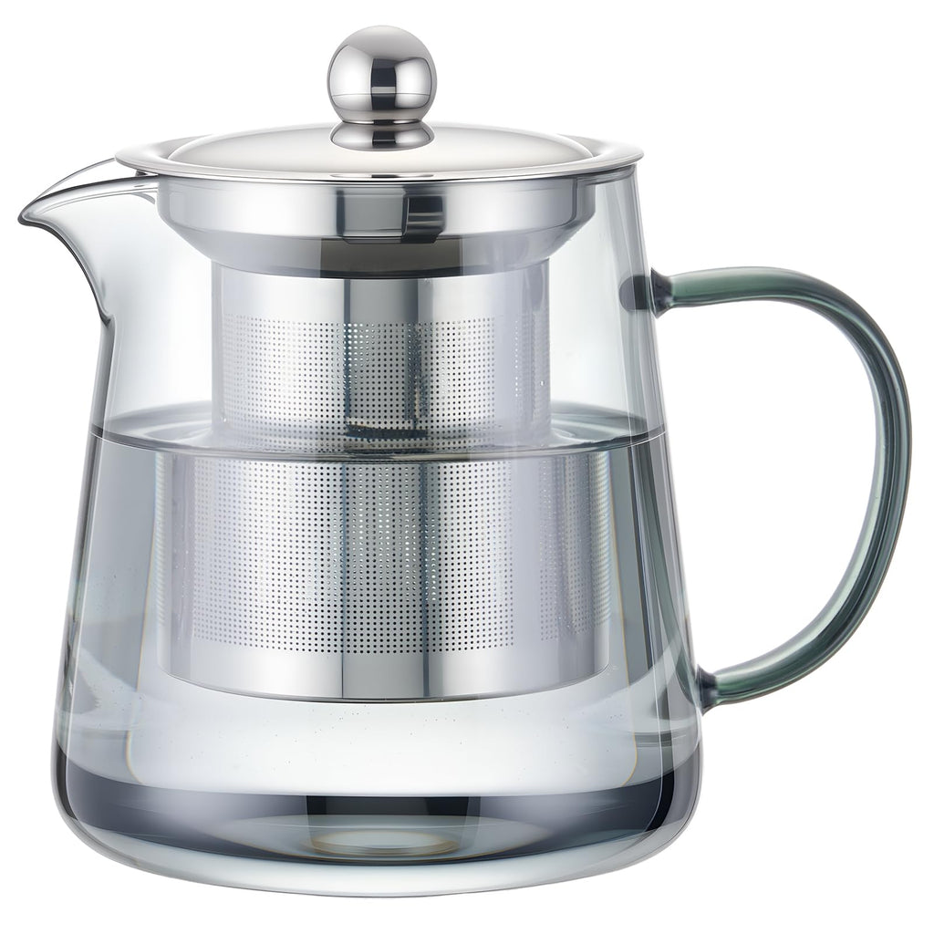 PARACITY Glass Teapot Stovetop 18.6 OZ, Borosilicate Clear Tea Kettle with Removable 18/8 Stainless Steel Infuser, Teapot Blooming and Loose Leaf Tea Maker Tea Brewer for Camping, Travel (550ML)