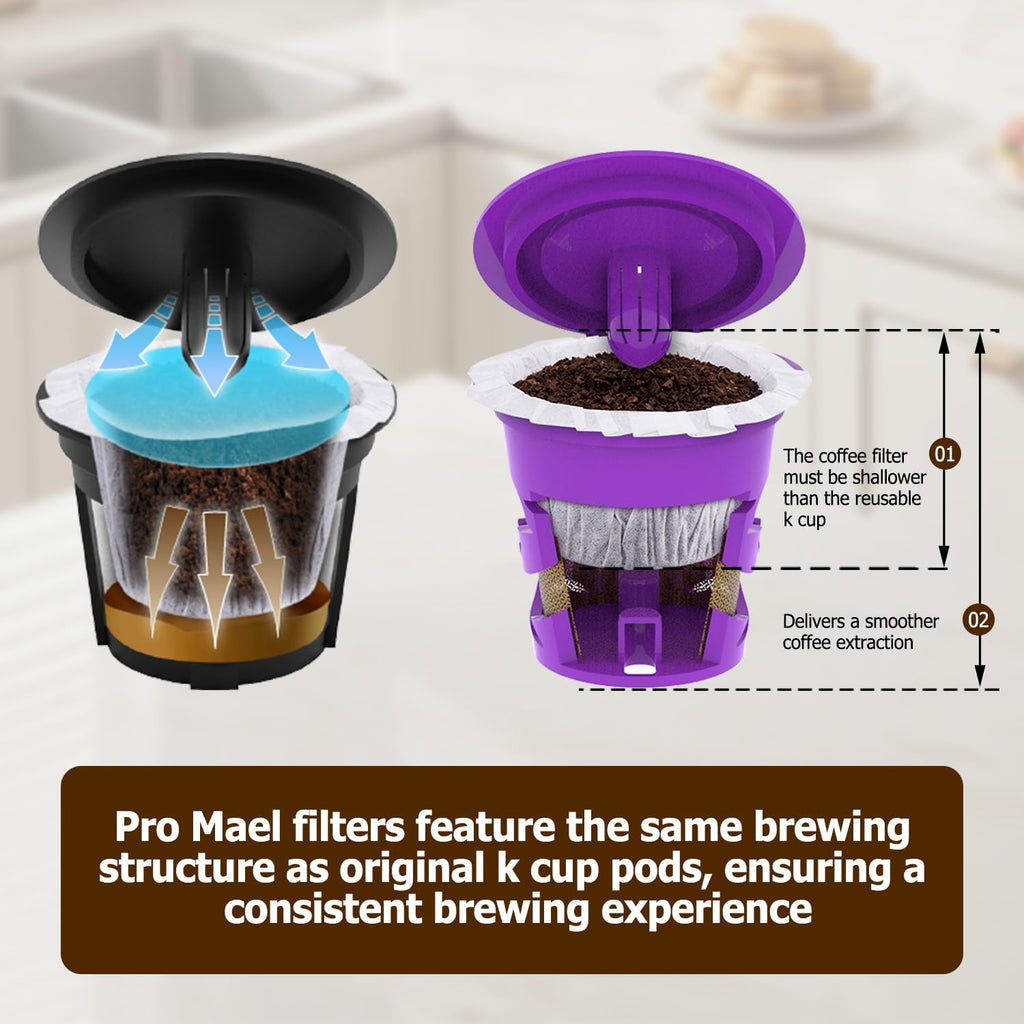 Pro Mael 360 Disposable K Cup Paper Filters for Keurig 1.0&2.0, White