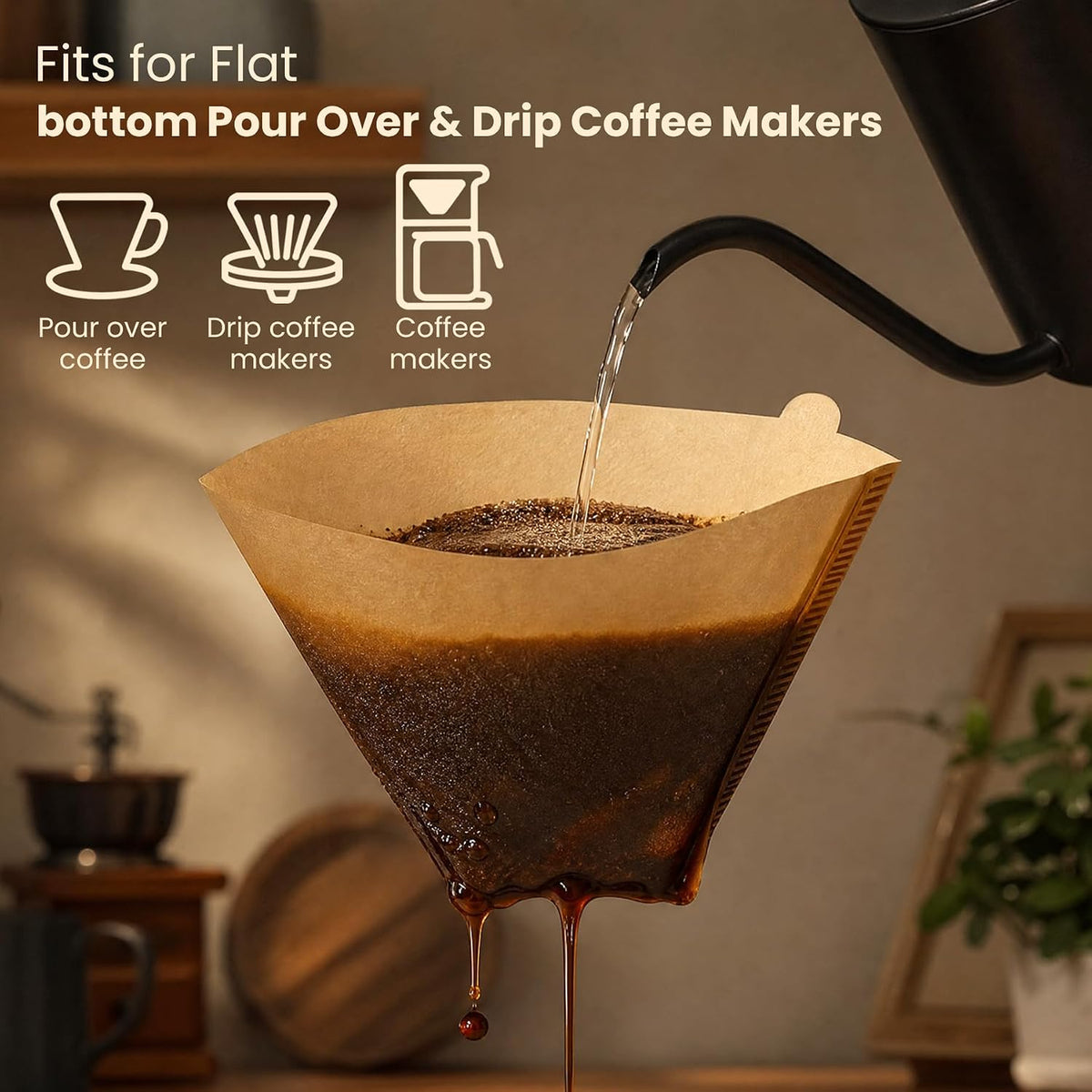 500 Count Coffee Filters #4, Unbleached Cone Coffee Filter 8-12 Cup