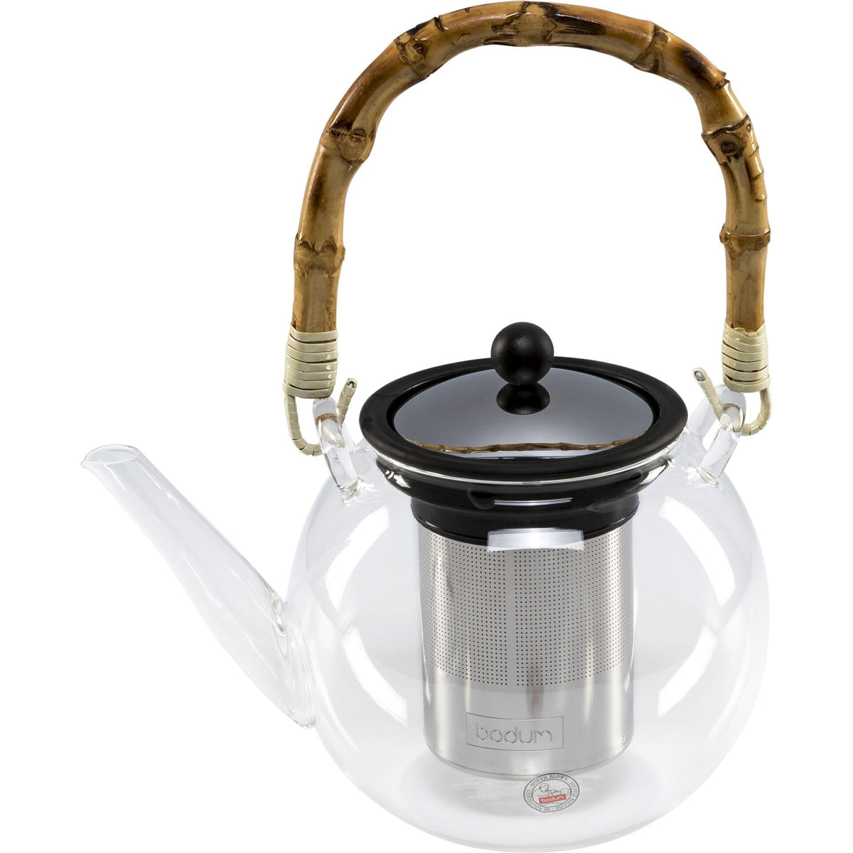 Bodum 34oz Assam Glass Tea Press with Stainless Steel Filter, Black Plastic Lid