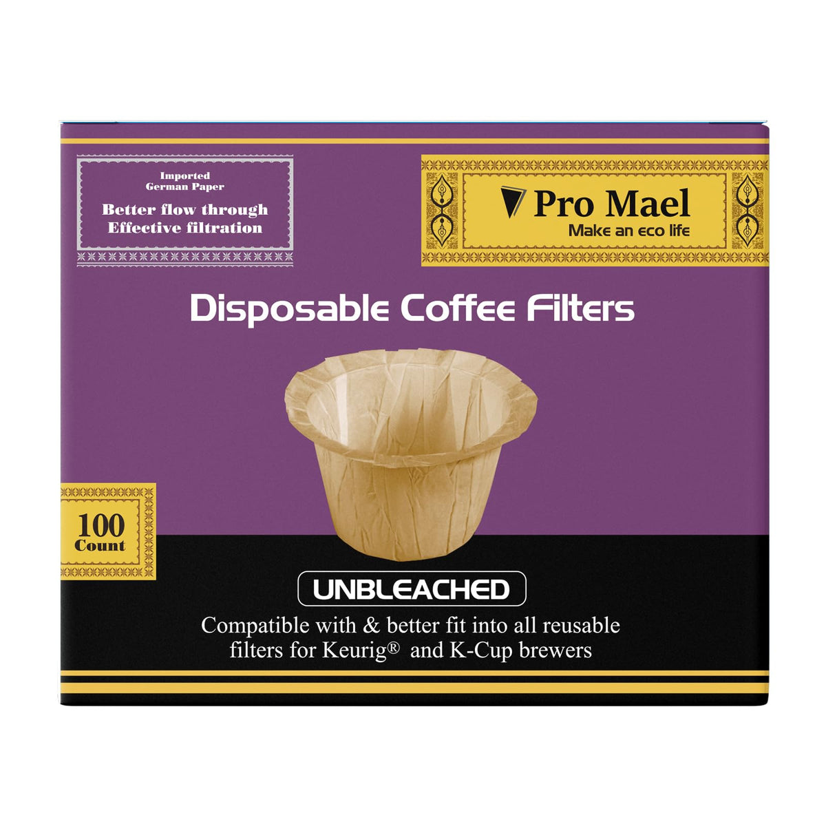 Pro Mael 360 Disposable K Cup Paper Filters for Keurig 1.0&2.0, White