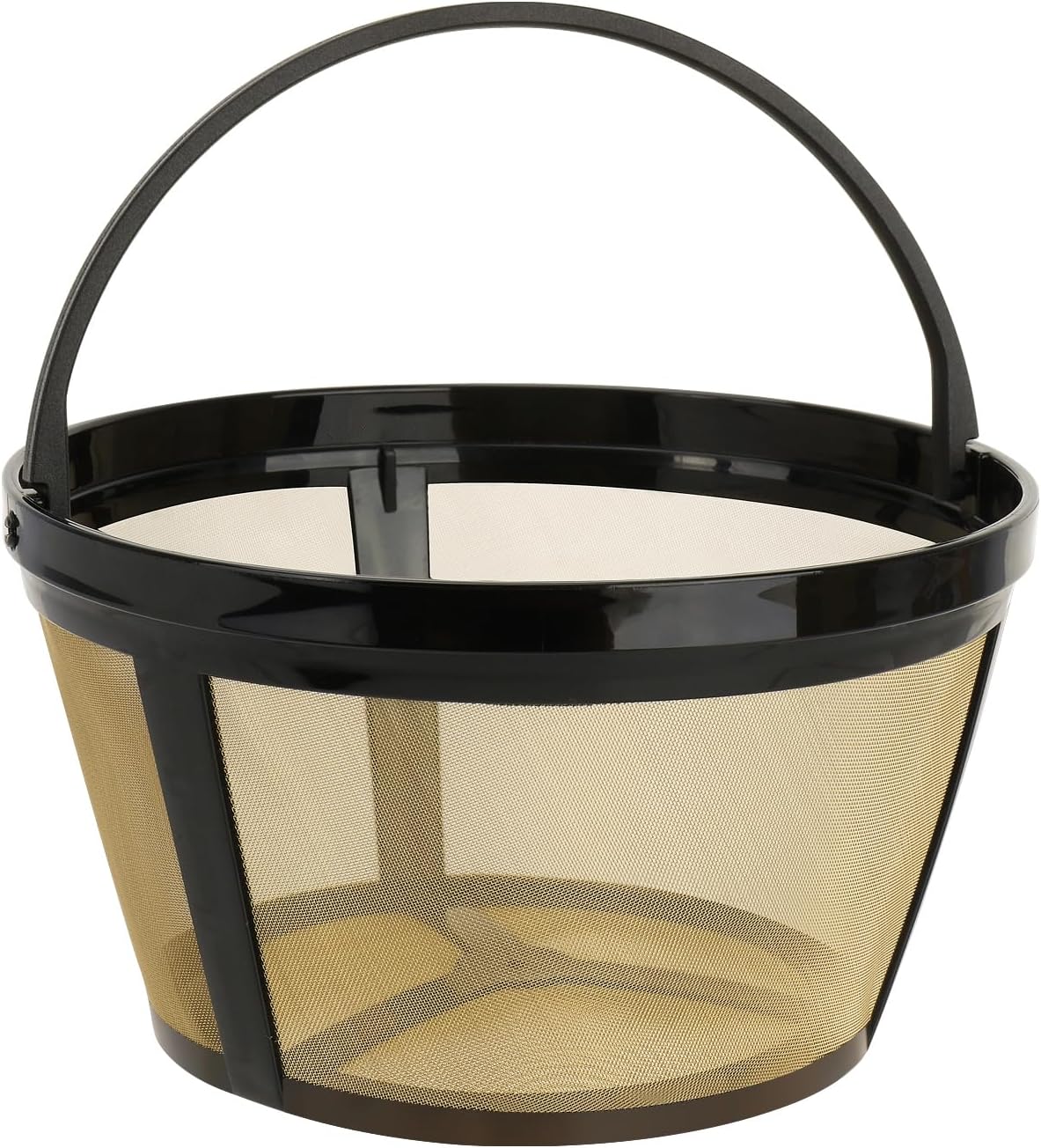 Reusable Coffee Filters 8-12 Cup Compatible with Black Decker Mr Coffee & Most Standard 8-12 Cup Basket-Style Coffee Makers - Permanent Gold Tone Stainless Steel Mesh Coffee Filter Replaces Paper