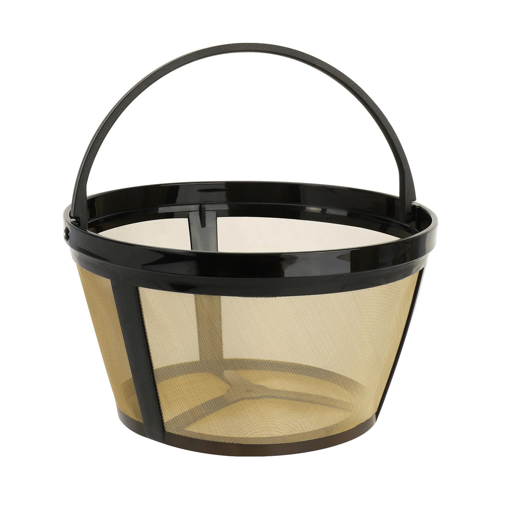 Reusable Coffee Filters 8-12 Cup Compatible with Black Decker Mr Coffee & Most Standard 8-12 Cup Basket-Style Coffee Makers - Permanent Gold Tone Stainless Steel Mesh Coffee Filter Replaces Paper