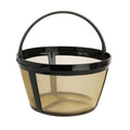 Reusable Coffee Filters 8-12 Cup Compatible with Black Decker Mr Coffee & Most Standard 8-12 Cup Basket-Style Coffee Makers - Permanent Gold Tone Stainless Steel Mesh Coffee Filter Replaces Paper