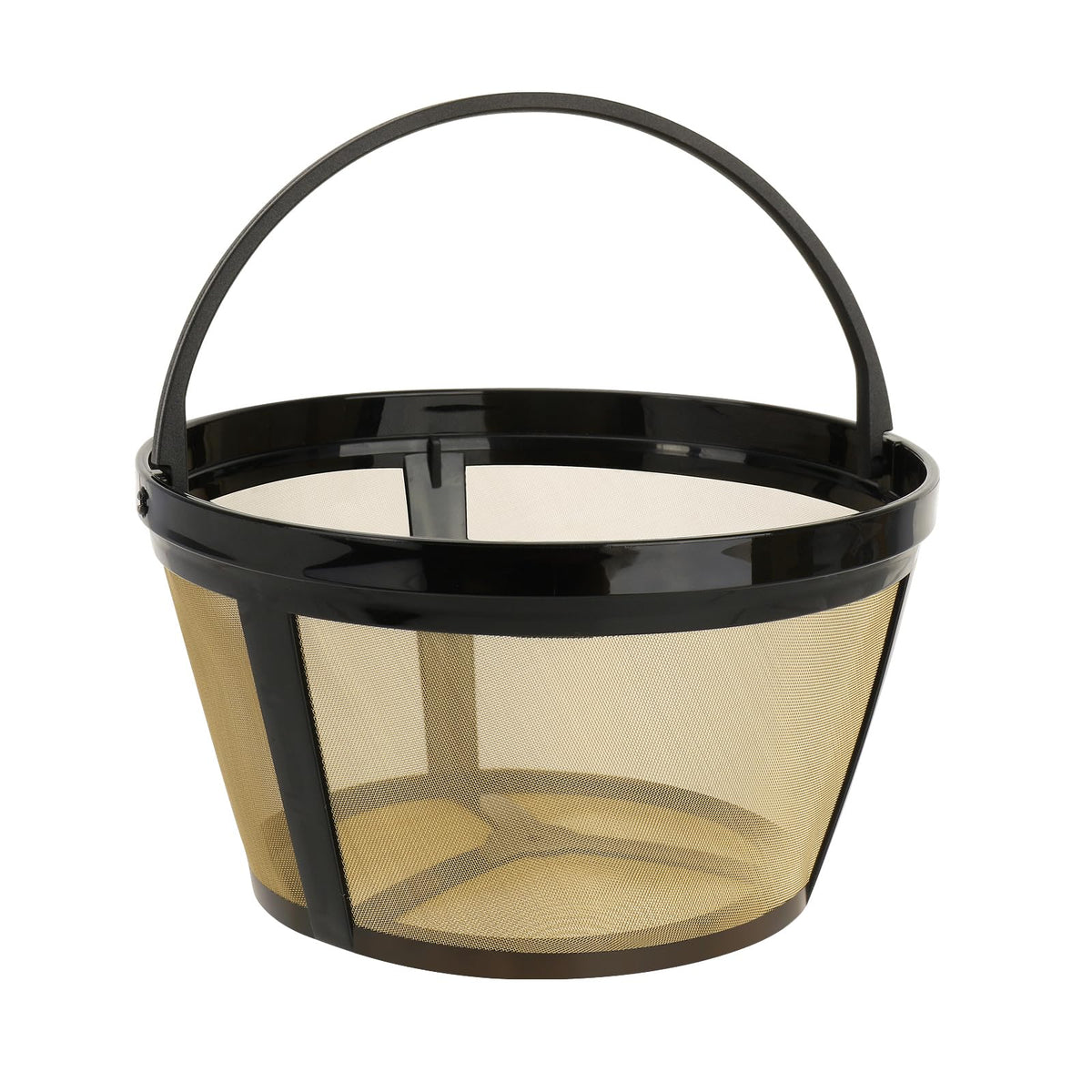 Reusable Coffee Filters 8-12 Cup Compatible with Black Decker Mr Coffee & Most Standard 8-12 Cup Basket-Style Coffee Makers - Permanent Gold Tone Stainless Steel Mesh Coffee Filter Replaces Paper