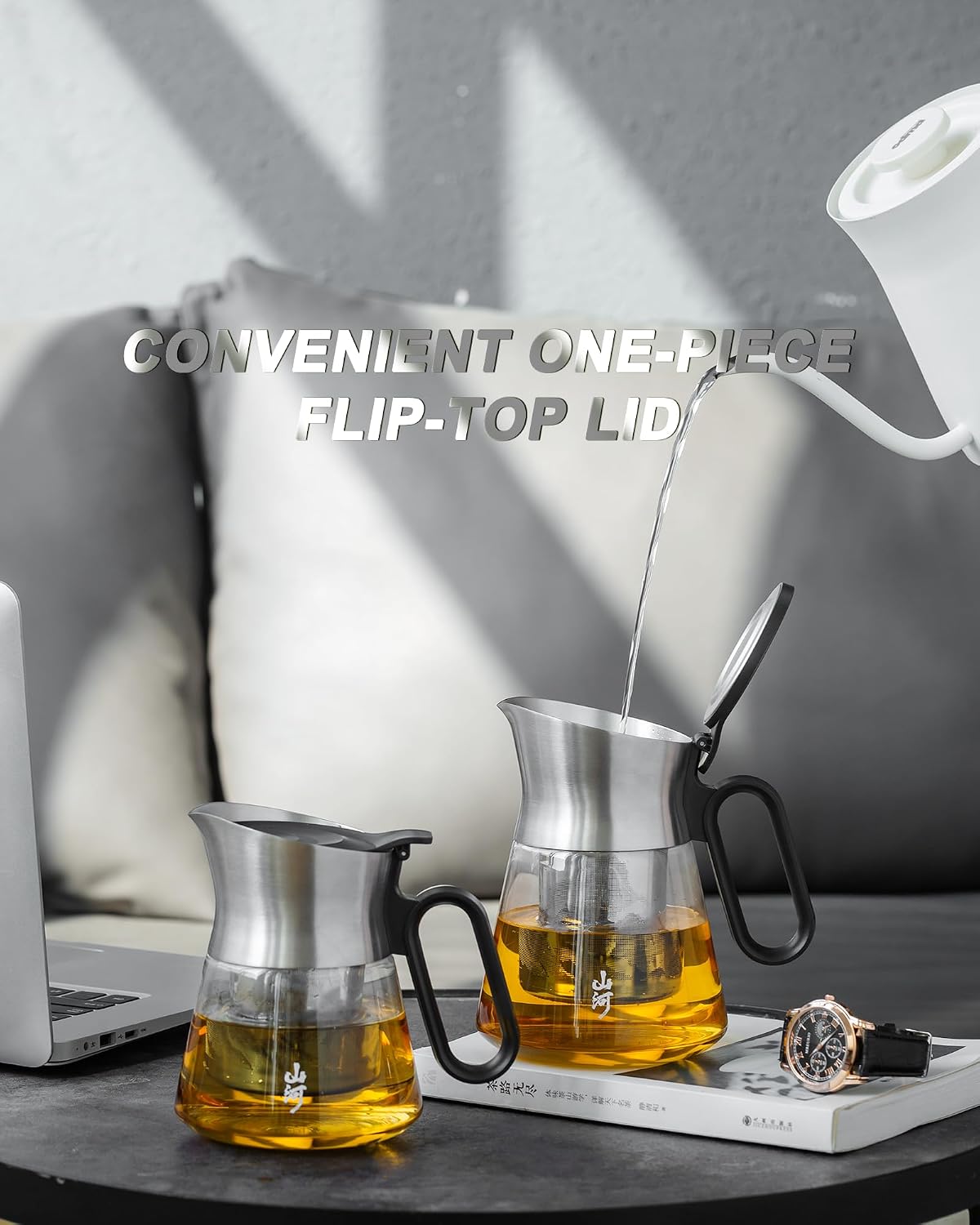 ZENS 23oz Small Glass Teapot with Infuser For Loose Leaf Tea Steeper