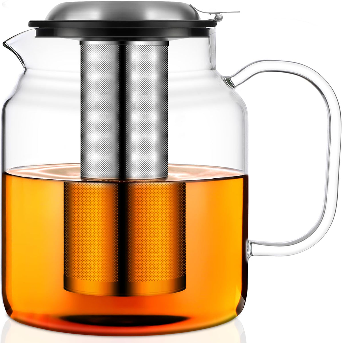 Aquach 51oz Glass Teapot with Infuser, Stovetop Safe Borosilicate Tea Pot