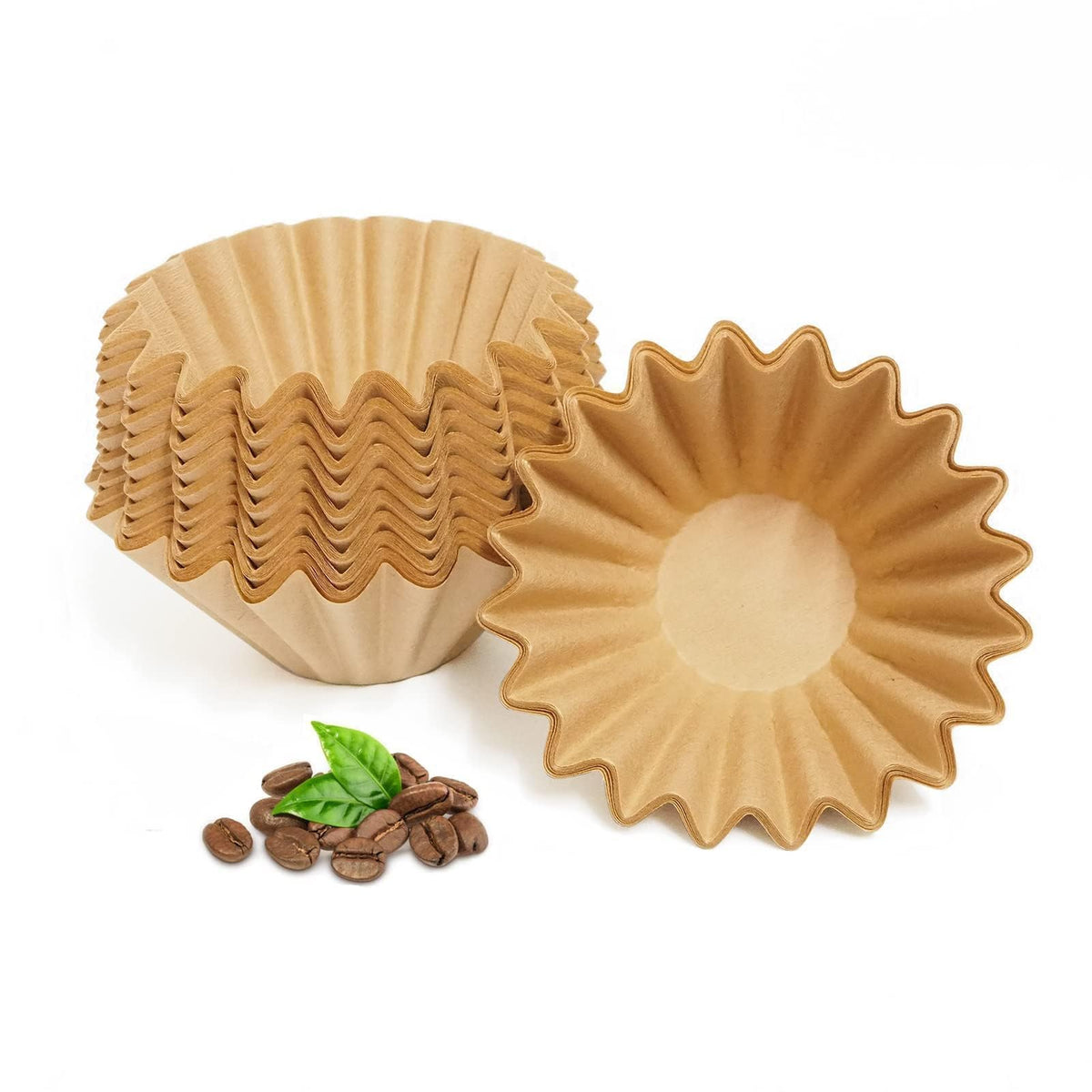 2-5 Cup Coffee Filters, Pack of 100 Unbleached Coffee Filters 5 Cup, Thicken Natural Coffee Filter Basket for Commercial, Home Coffee Maker, Pour Over Coffee Kit (Brown, W02)