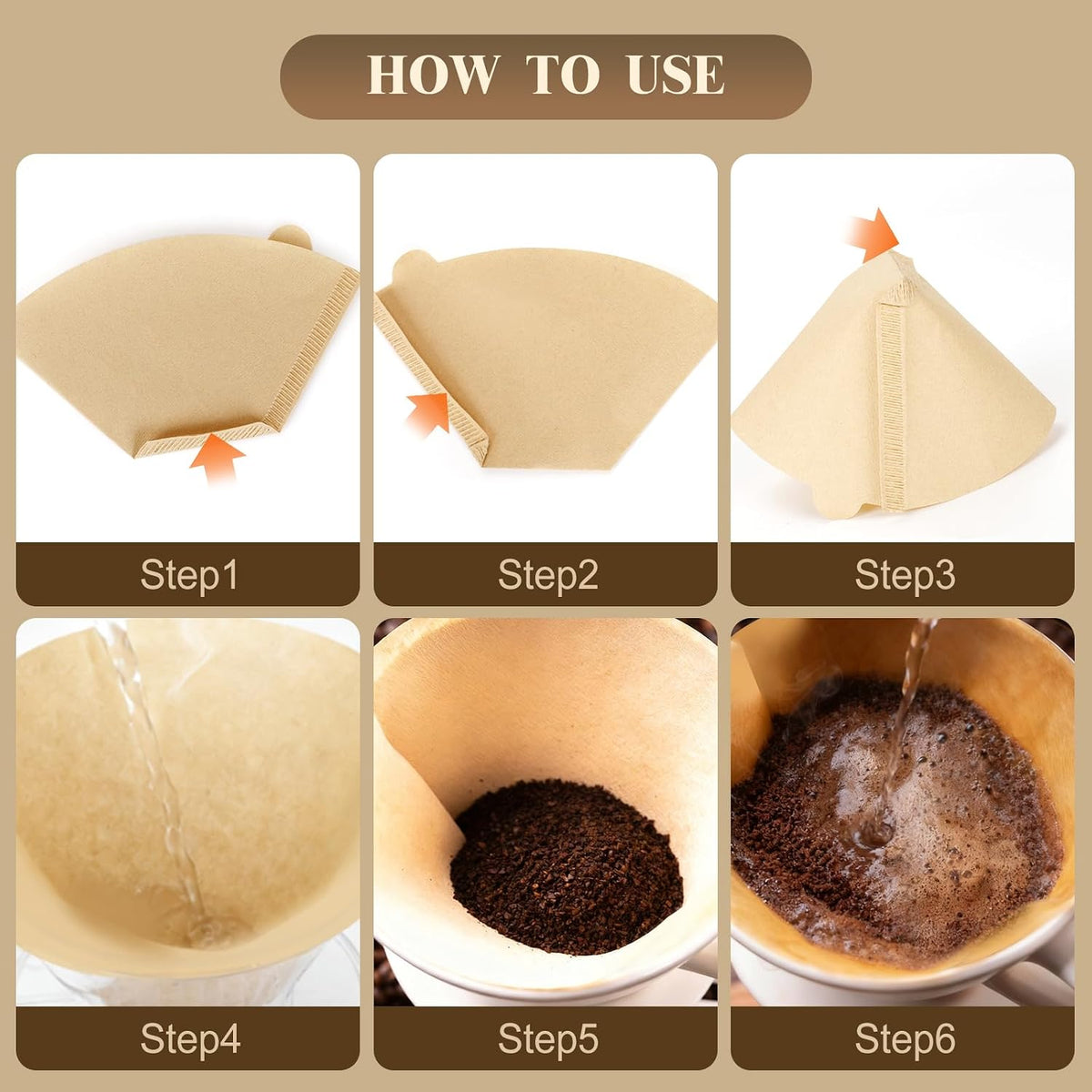 250 Count Coffee Filters #2, Premiun Unbleached Natural No Blowout, 2-4 Cup