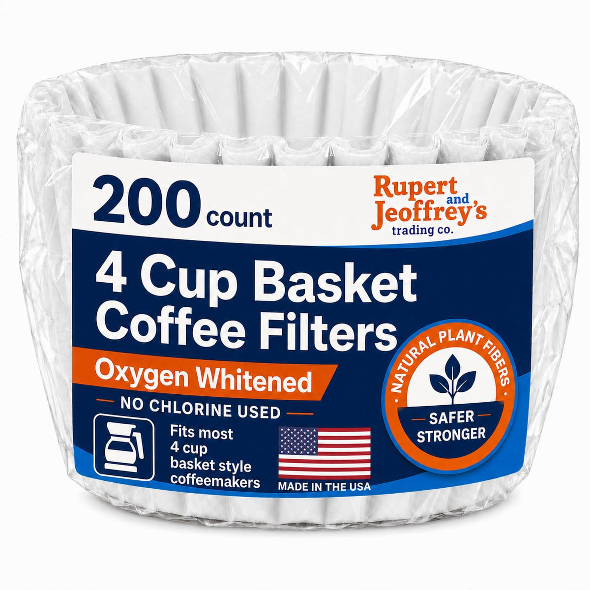 4 Cup Basket Coffee Filters (200, White)