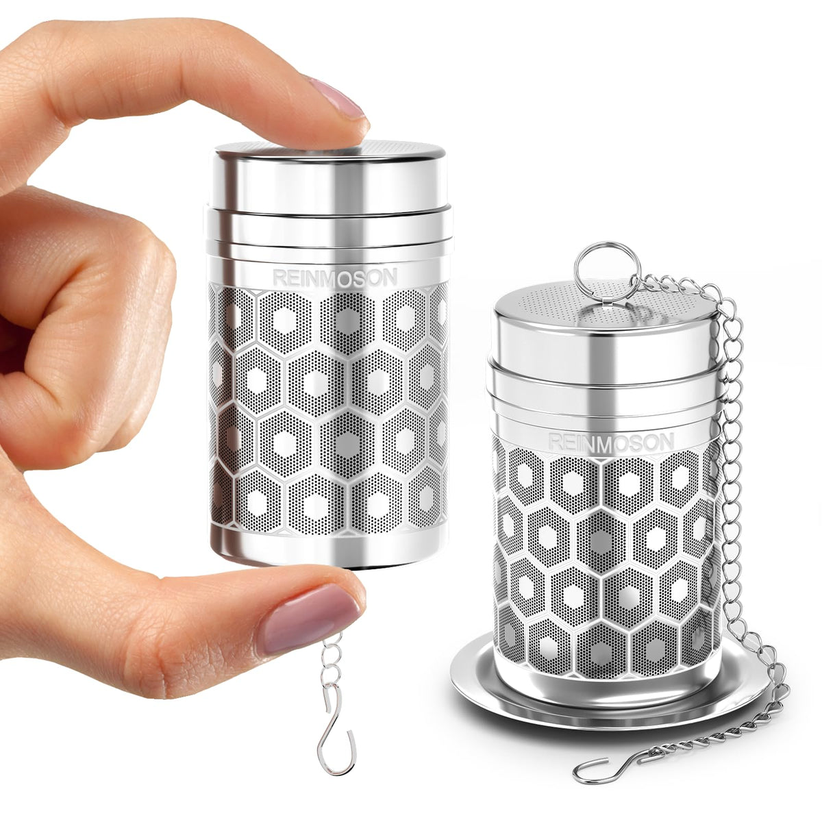 2 Pack Reinmoson 304 Stainless Steel Tea Strainers for Loose Tea 1.5”x2.2”