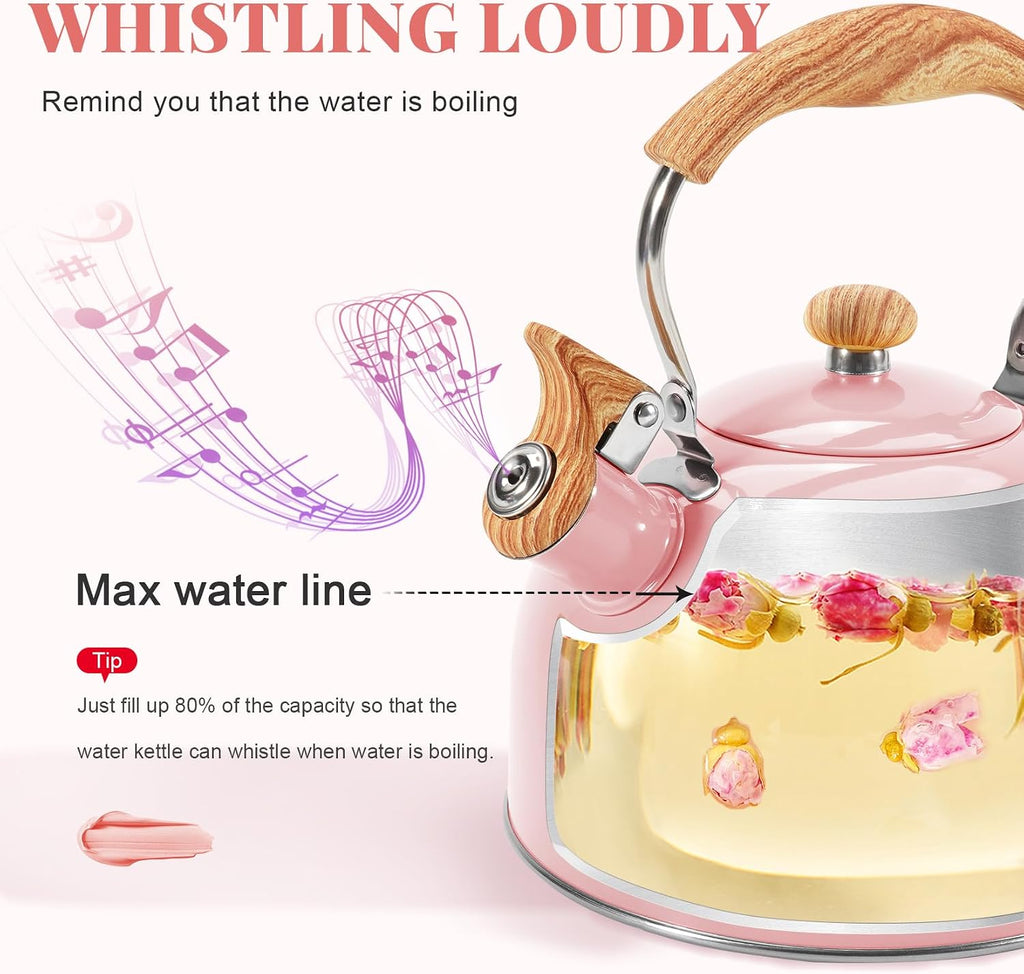 GGC Whistling Tea Kettle for Stove Top, 85OZ/2.6QT Stainless Steel Tea Pot