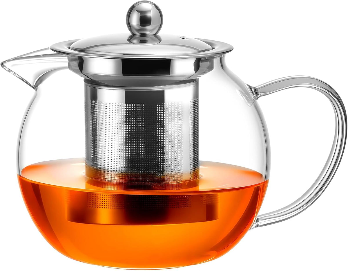 Baalaka Glass Teapot with Infuser, Clear Tea Pot for Stove, 22 oz/650 ml