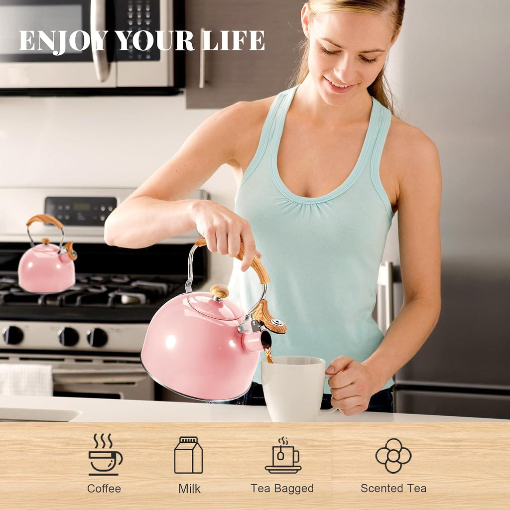 GGC Whistling Tea Kettle for Stove Top, 85OZ/2.6QT Stainless Steel Tea Pot