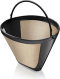 2-Pack #4 Reusable Permanent Cone Coffee Filters - Compatible with Cuisinart 10–14 Cup Brewers (DCC-3200, DCC-1200, DCC-3400) & Ninja Coffee Makers - Stainless Steel Mesh, Dishwasher-Safe by GoodCups