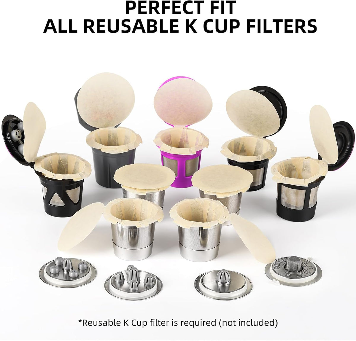 Fanativita 200ct K Cup Coffee Filters with Genius Lid, Unbleached