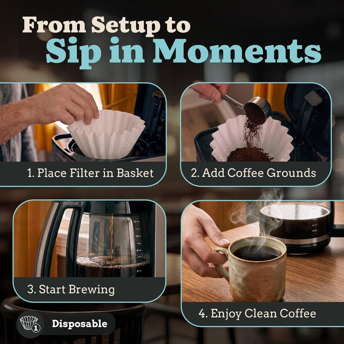 8-12 Cup Basket Coffee Filters (Natural Unbleached, 500)