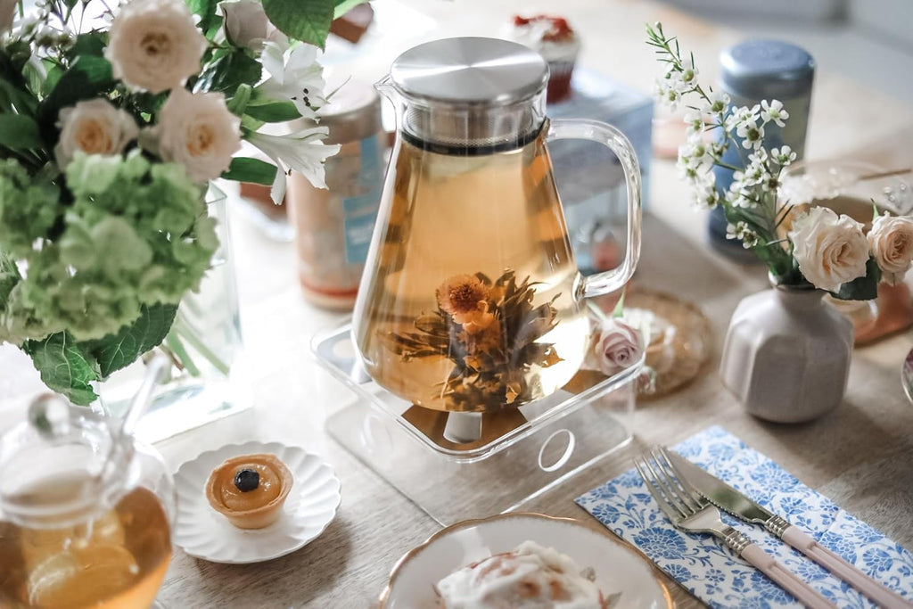 Teabloom One-Touch Plastic-Free 2-in-1 Glass Teapot & Kettle, 40 oz