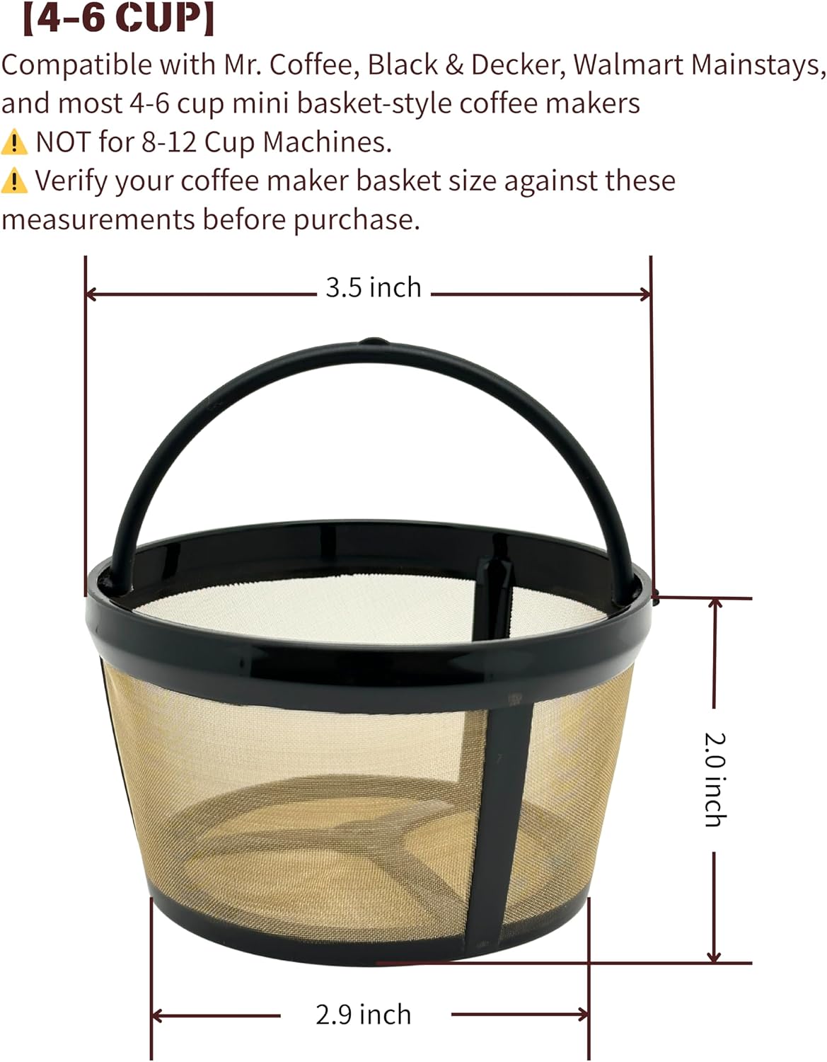 4-6 Cup Mini Reusable Coffee Filter for Mr. Coffee Black+Decker