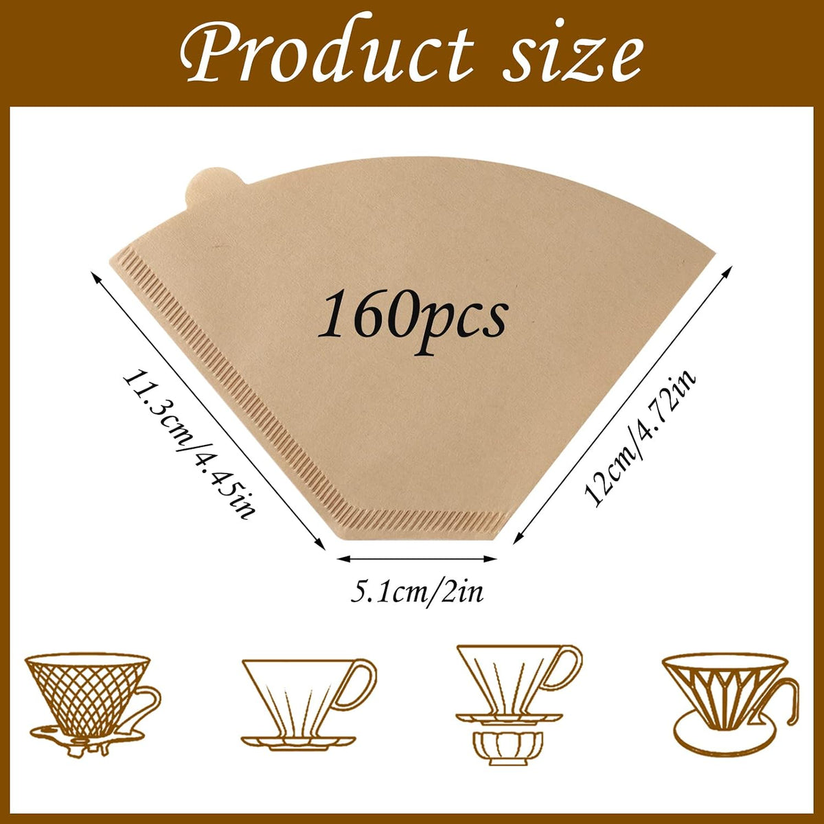 160 Count #4 Cone Coffee Filters 8-12 Cup Compatible with Ninja Maker