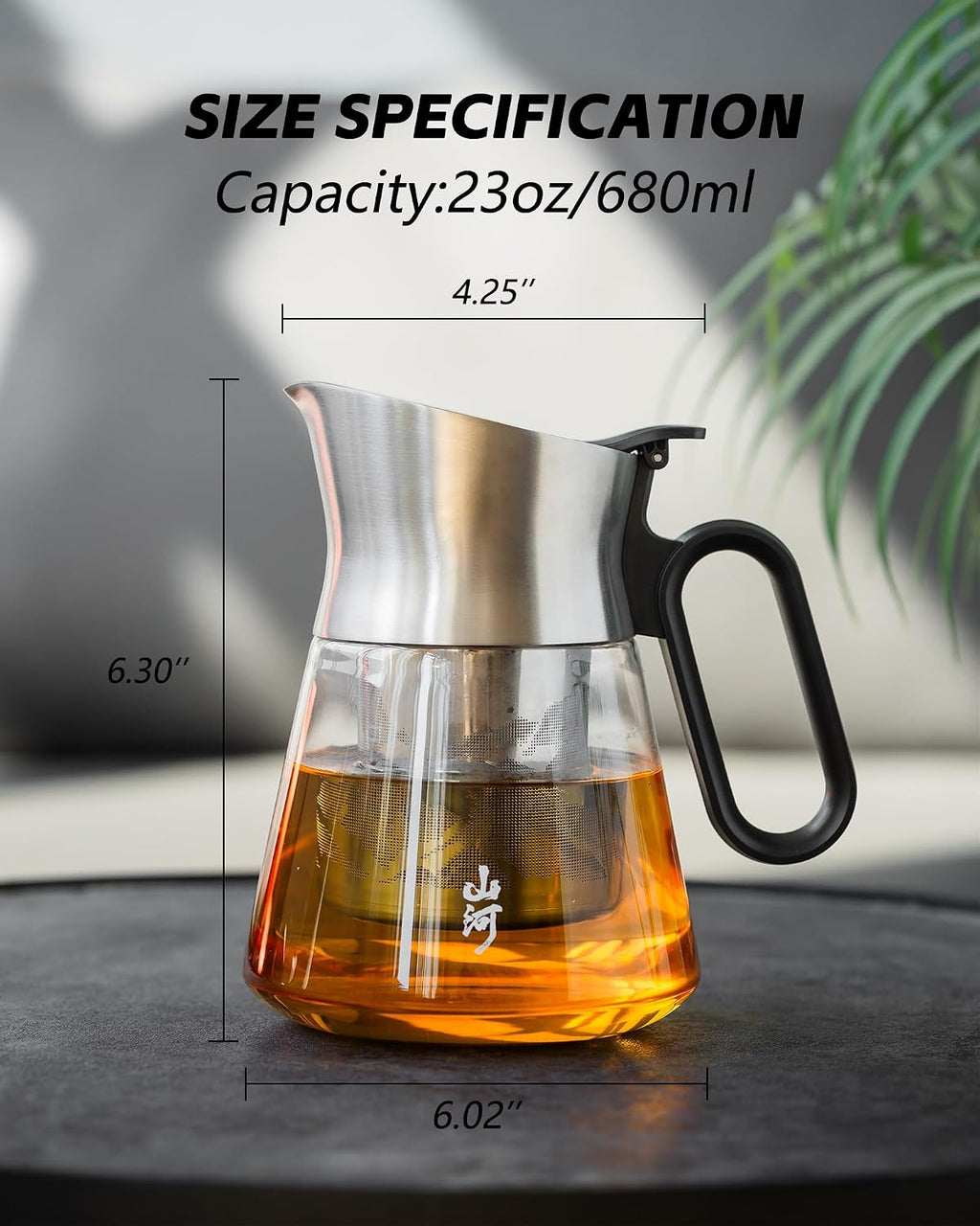 ZENS 23oz Small Glass Teapot with Infuser For Loose Leaf Tea Steeper