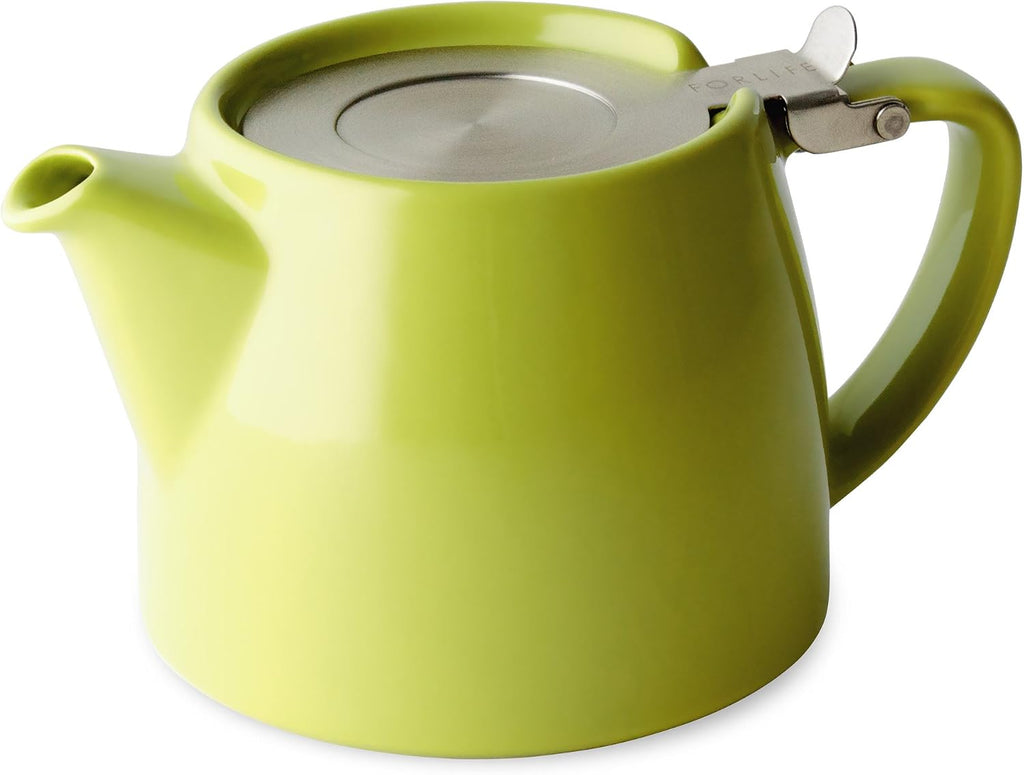 FORLIFE Stump Teapot with SLS Lid and Infuser, 18-Ounce, White