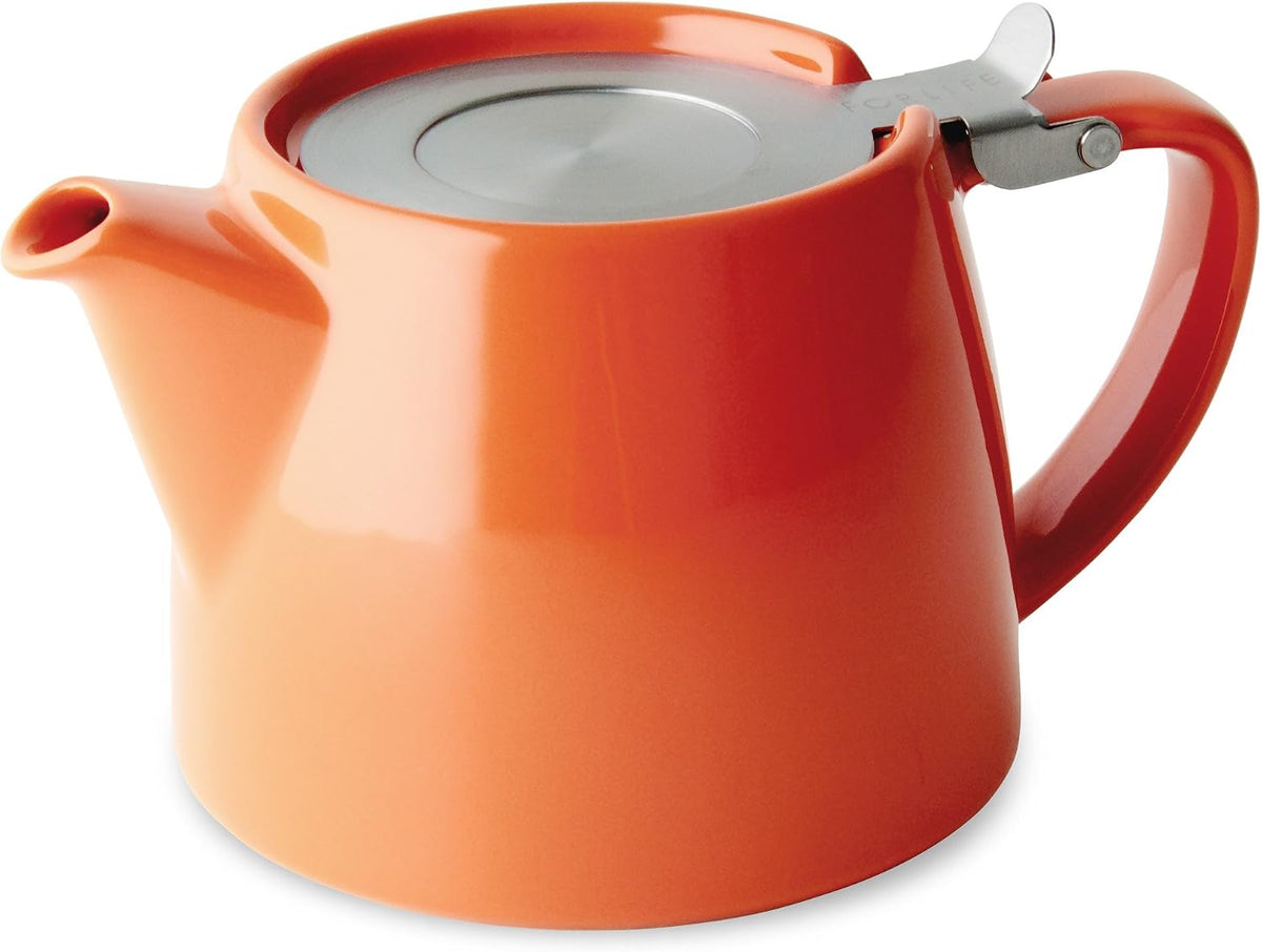 FORLIFE Stump Teapot with SLS Lid and Infuser, 18-Ounce, White