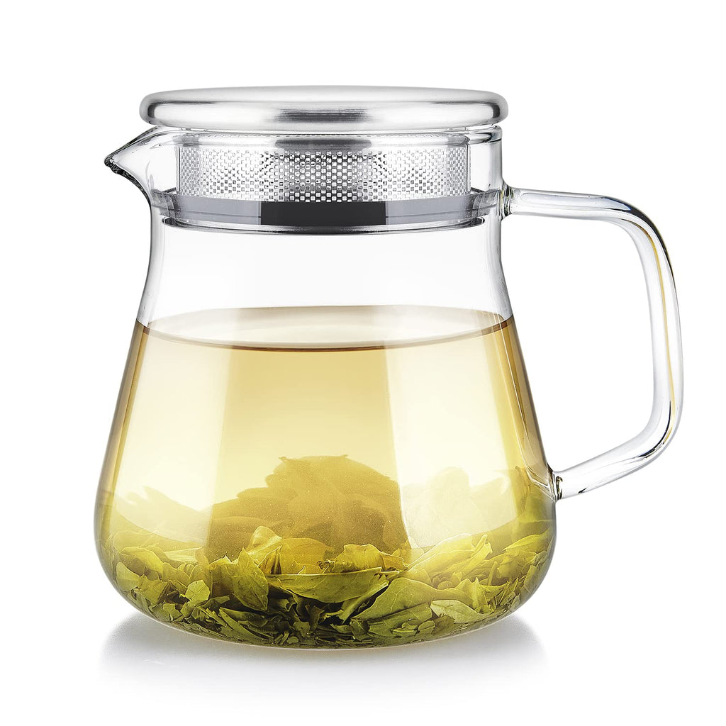 Teabloom One-Touch Plastic-Free 2-in-1 Glass Teapot & Kettle, 40 oz