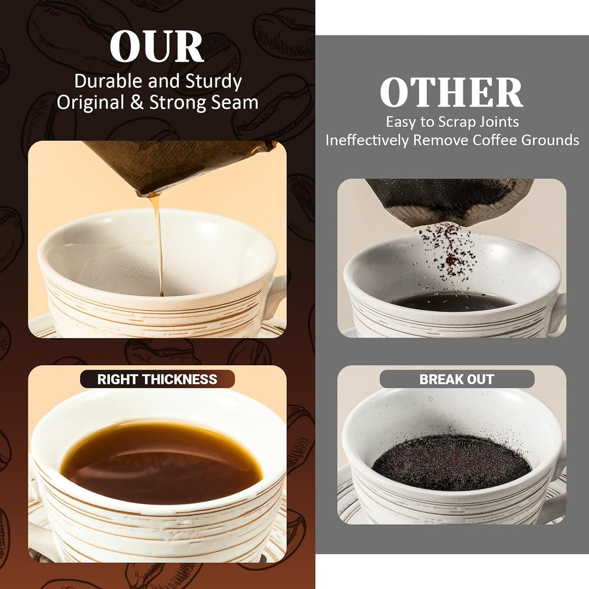 100 Count Coffee Filters #4, Premium Cone Coffee Filters 8-12 cup, Unbleached Natural Paper, Disposable Coffee Filters 4 Cone Paper for Pour Over and Drip Coffee Maker