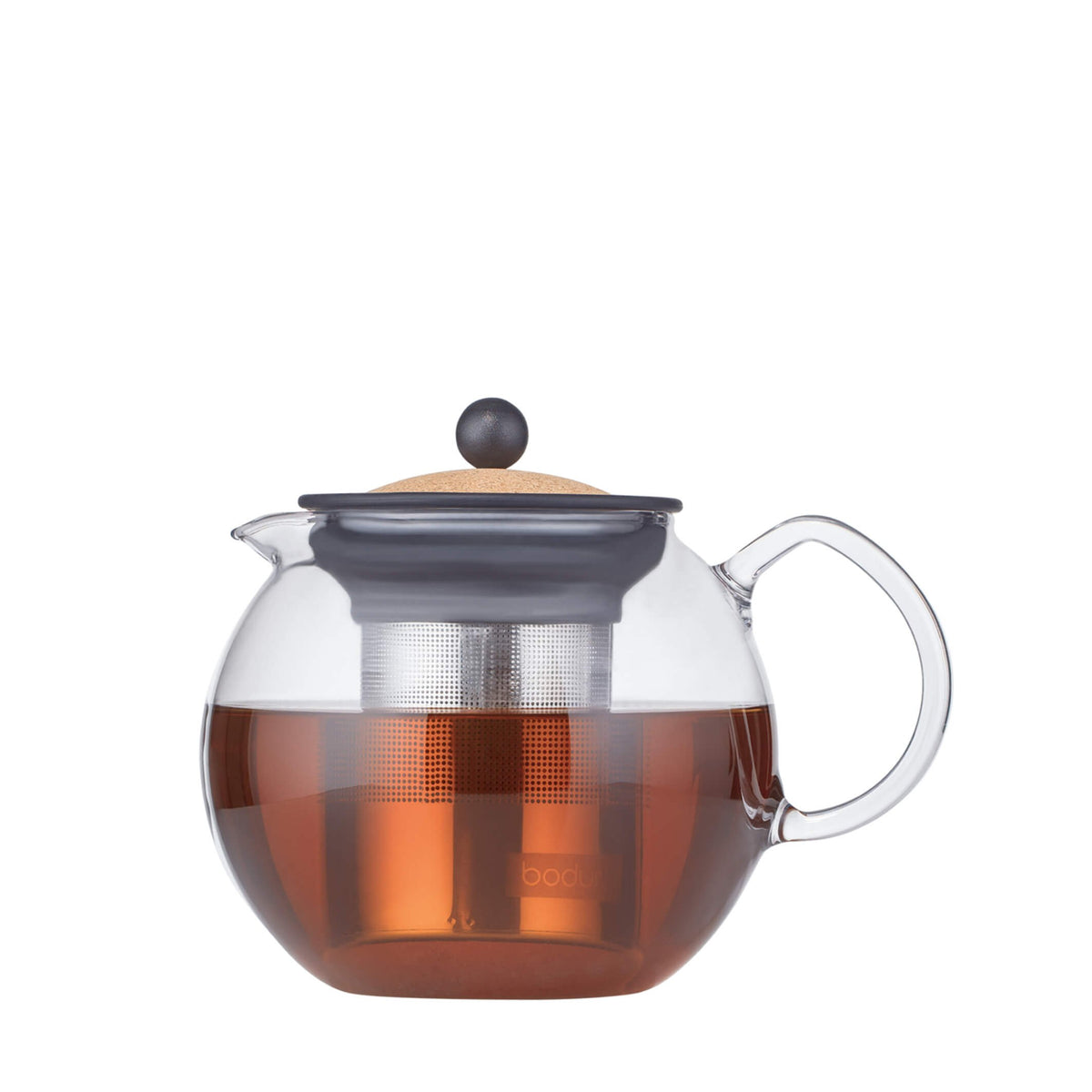 Bodum 34oz Assam Glass Tea Press with Stainless Steel Filter, Black Plastic Lid