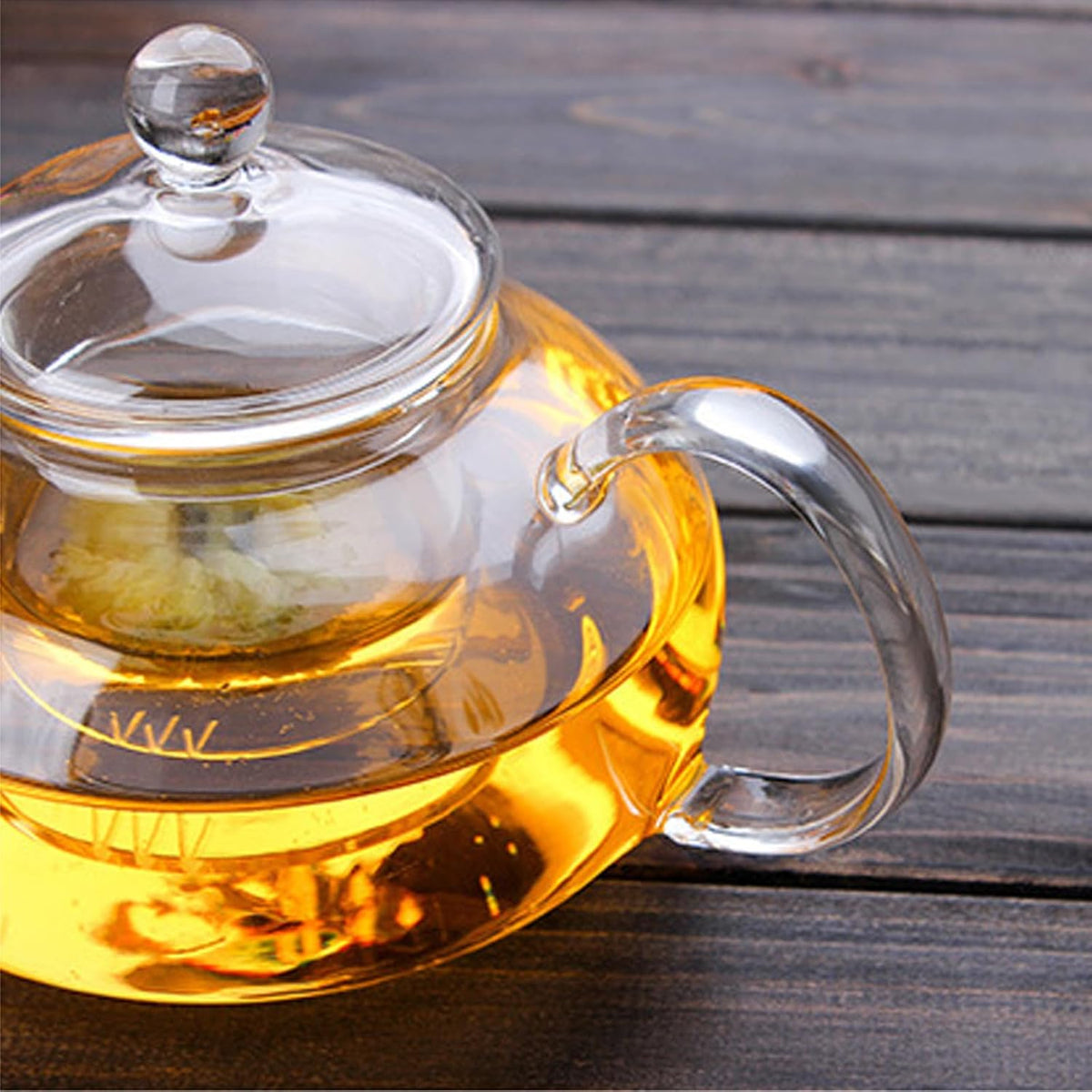 Glass Teapot Stovetop Safe-Clear Teapot with Removable Infuser-Loose Leaf and Blooming Tea Maker (20.3oz)