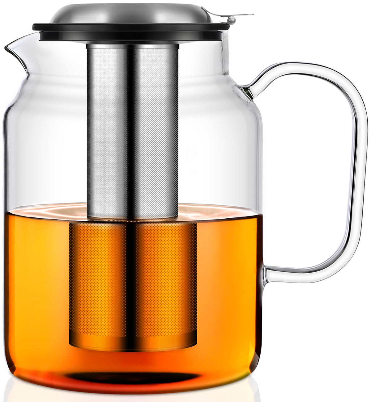 Aquach 51oz Glass Teapot with Infuser, Stovetop Safe Borosilicate Tea Pot